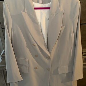 H&M Light Gray Double-Breasted Blazer